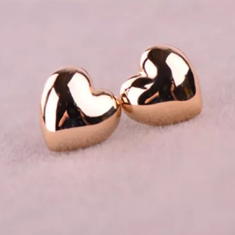 NWOT Small Gold Plated Heart Stud Earrings